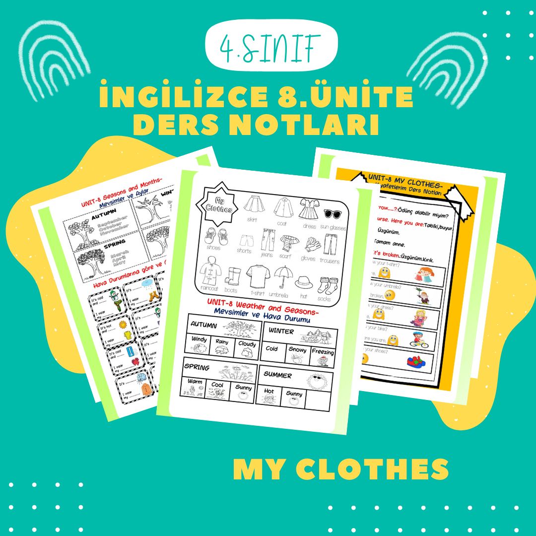 4Sınıf İngilizce 8Ünite (My Clothes) Çalışma Notları - paylasogretkazan.com