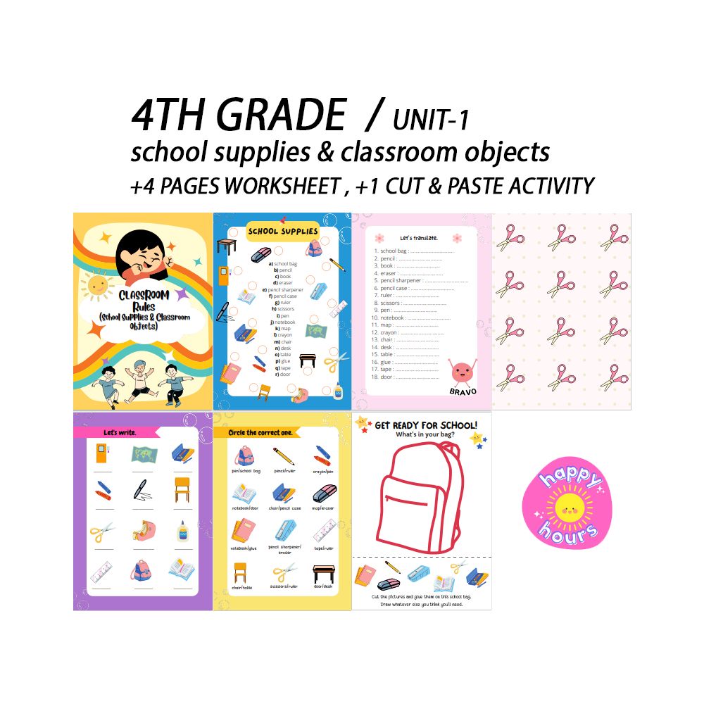 UNIT 1 CLASSROOM RULES School Supplies & Classroom Objects