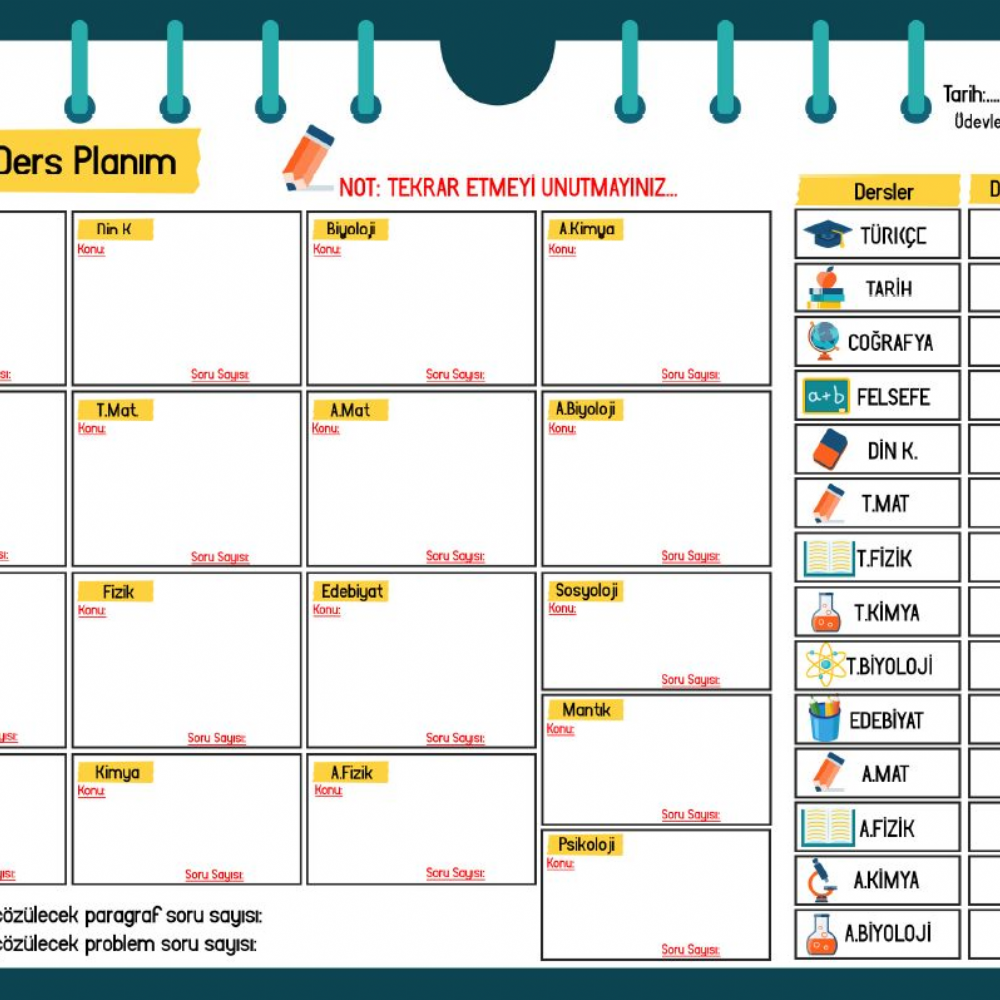 YKS Haftalık Program Çizelgesi - paylasogretkazan.com